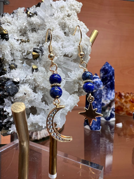 Moon and star earrings