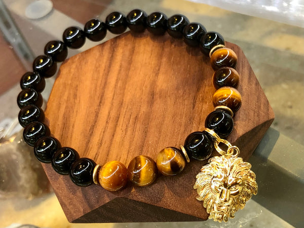 Black onyx & tiger eye 8mm Bracelet