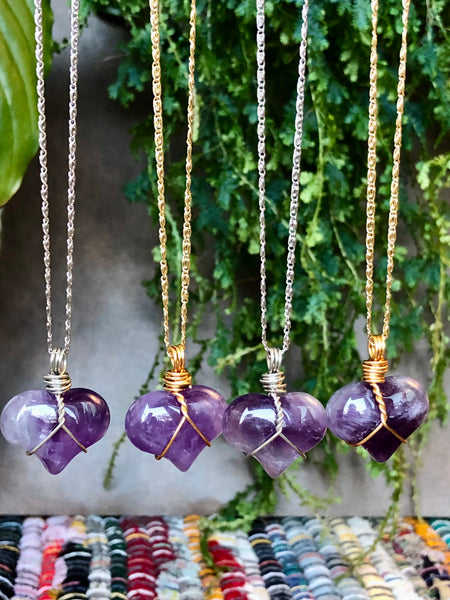 Amethyst heart pendant