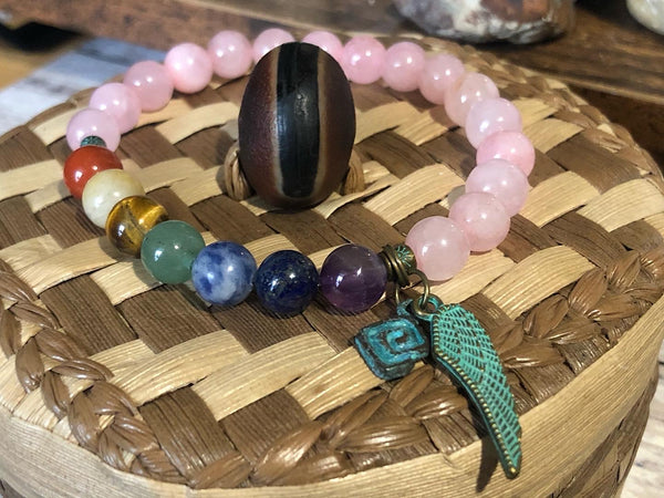 Chakra energy healing bracelet With Rose Quartz