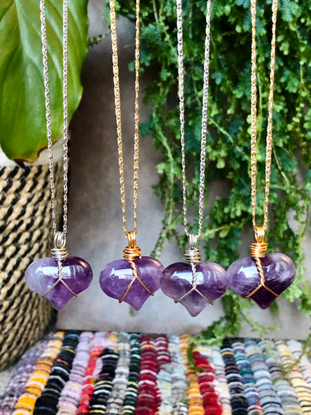 Amethyst heart pendant