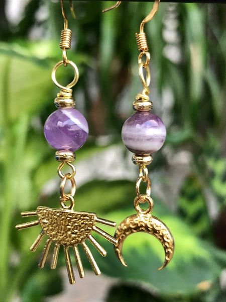 Sunrise & moon Amethyst earrings