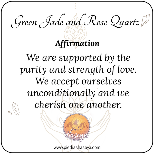 Green Jade & rose quartz couple set