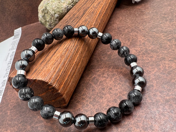 Hematite and rutilated quartz