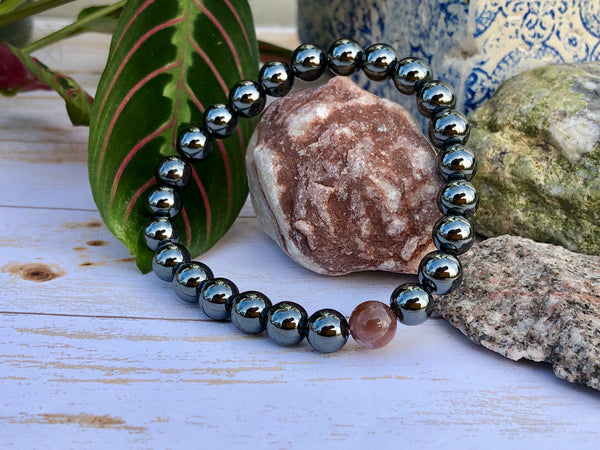 Hematite & Botswana Agate 8mm bracelet