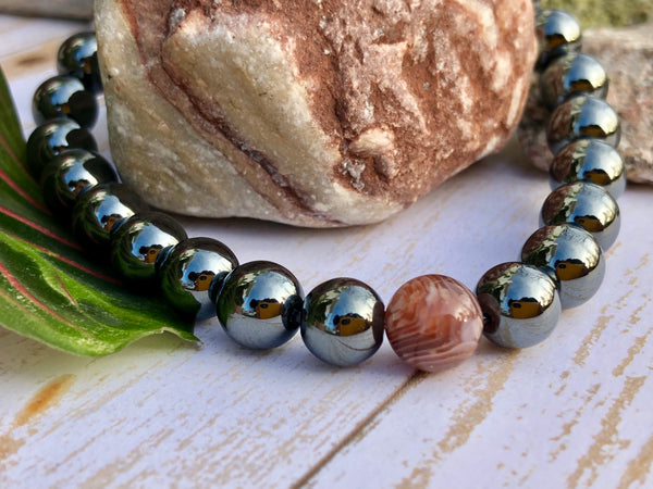 Hematite & Botswana Agate 8mm bracelet