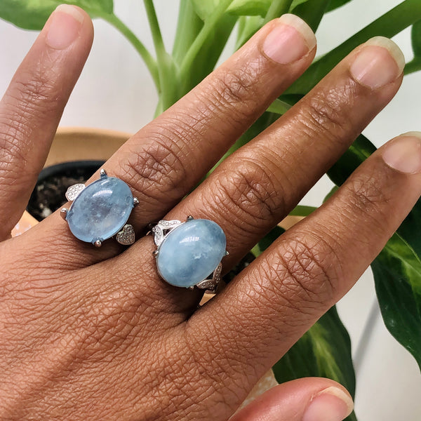Aquamarine sterling silver 925 rings