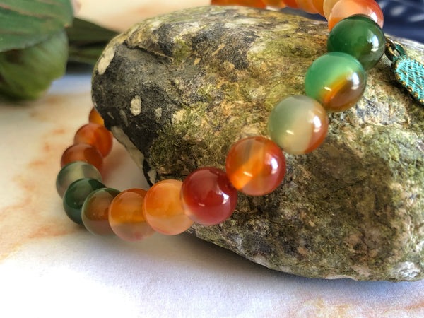Carnelian & Peacock Agate 8mm Bracelet