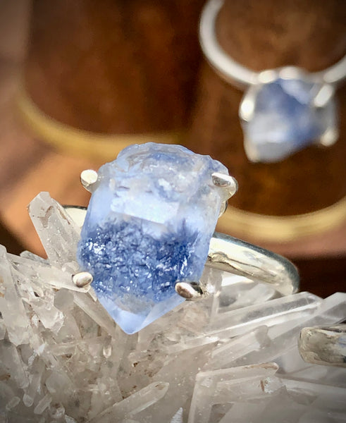 Raw Dumortierite Sterling silver 925 ring