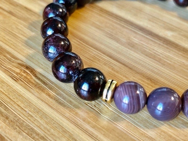 Red Garnet & Botswana Agate 8mm bracelet