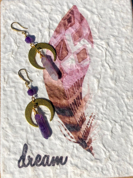 Crescent moon Amethyst earrings