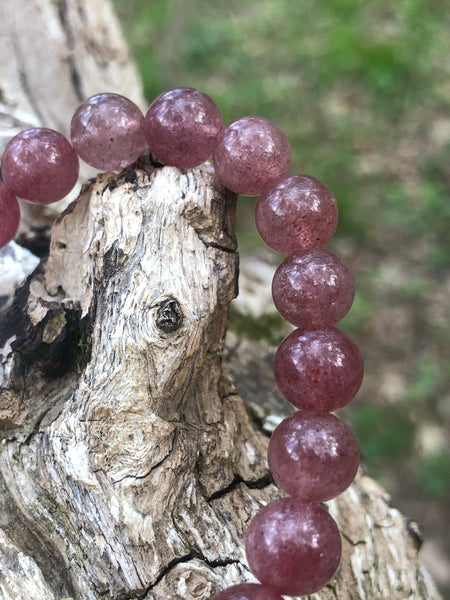 Adinkra Charm & Strawberry Quartz bracelet