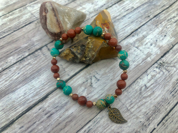 Imperial green Jasper & Gold sandstone