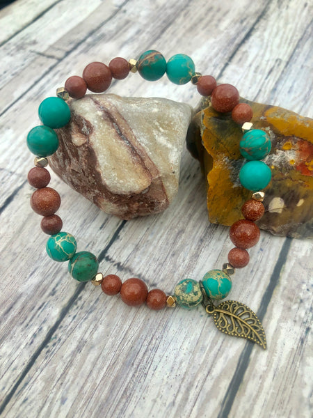 Imperial green Jasper & Gold sandstone