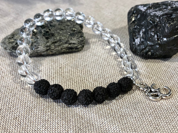 Clear Quartz & Rudraksha 6mm