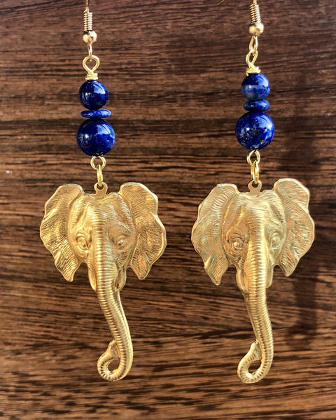 Raw brass elephant earrings