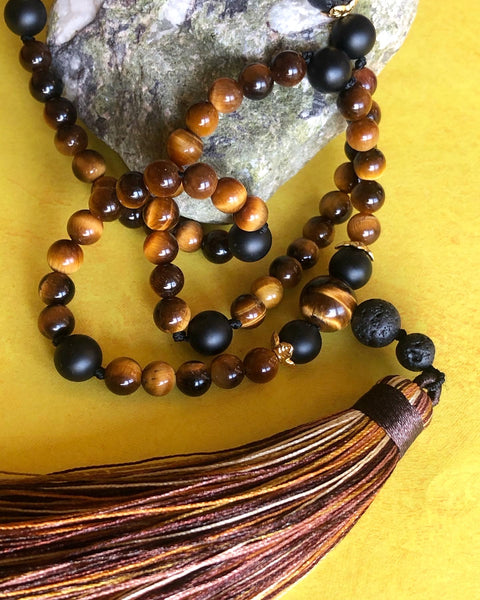 Tiger eye & black onyx 108 mala