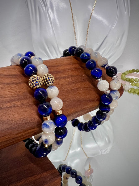 Durmortierite & Blue tiger eye couple set