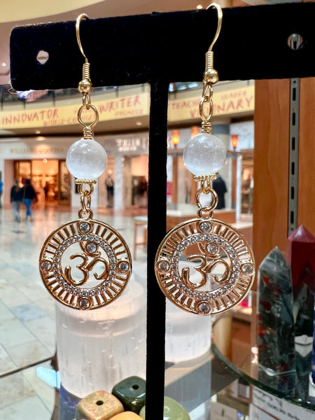 Hindu Om earrings with crystals