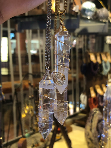 Clear Quartz hexagonal point necklace