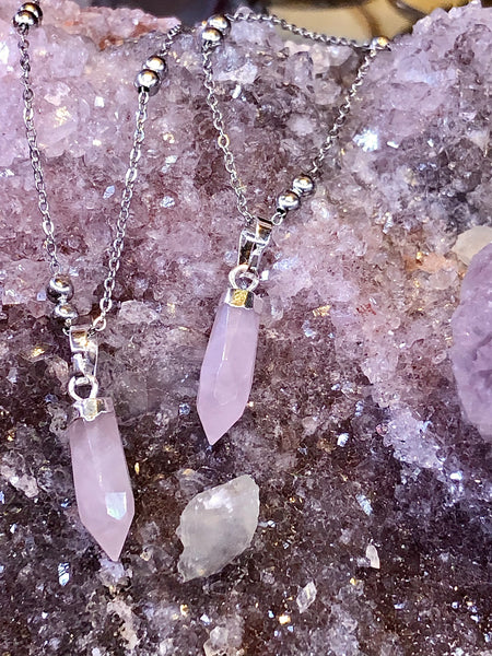 Rose Quartz tiny pendant 0.5in