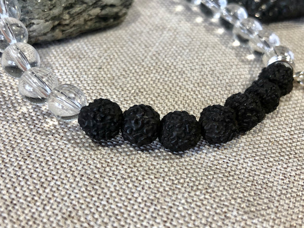 Clear Quartz & Rudraksha 6mm