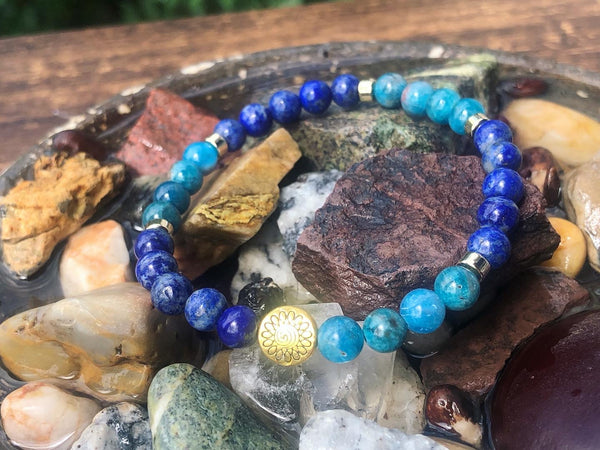 6mm Blue Apatite & Lapis Lazuli bracelet