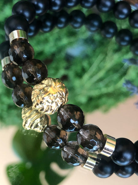 Onyx and Smokey quartz men bracelets