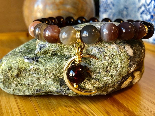 Red Garnet & Botswana Agate 8mm bracelet