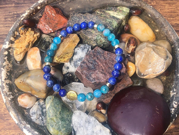 6mm Blue Apatite & Lapis Lazuli bracelet