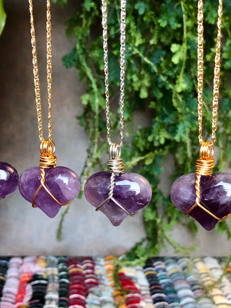 Amethyst heart pendant