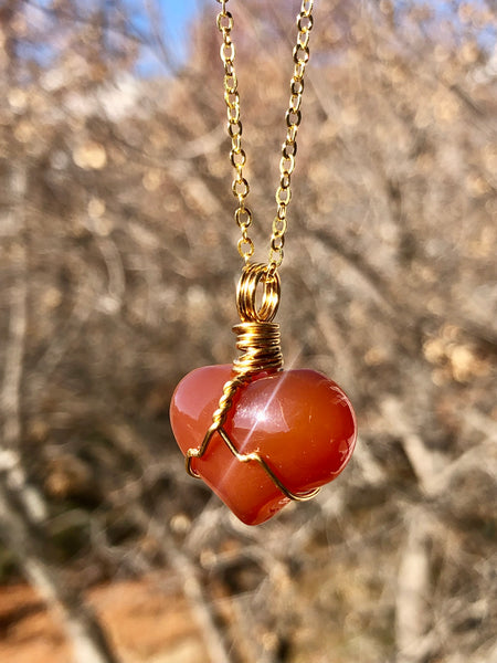 Carnelian heart shaped necklace