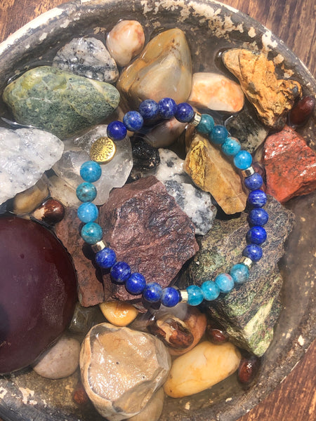 6mm Blue Apatite & Lapis Lazuli bracelet