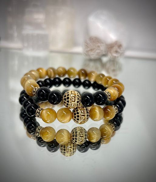 Black Onyx & yellow Tiger Eye couple set