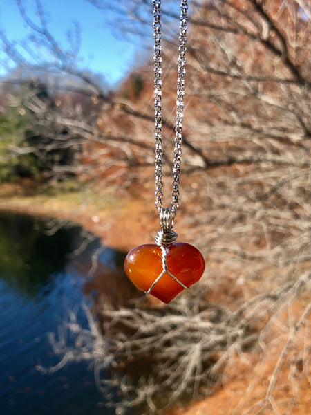Carnelian heart shaped necklace