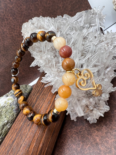 Sankofa tiger eye and yellow jade