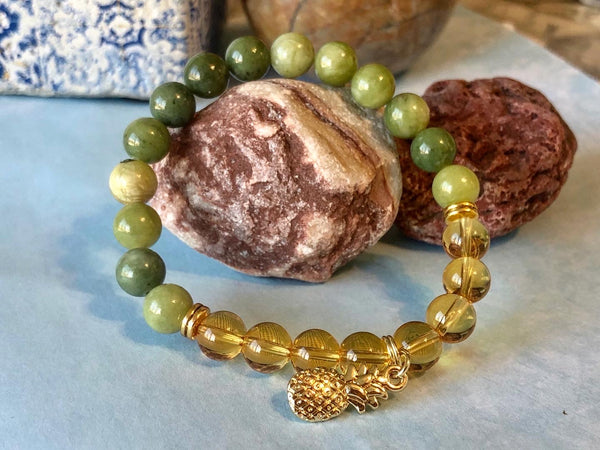Citrine & Green Jade 8mm