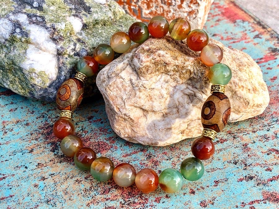 Peacock Agate Dzi agate 8mm – Piedras Haseya