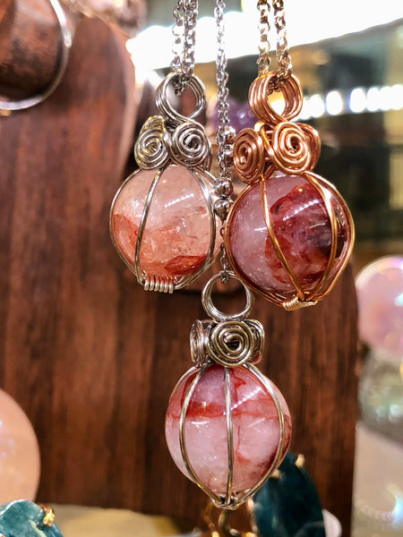 Hematoid Quartz necklace sphere