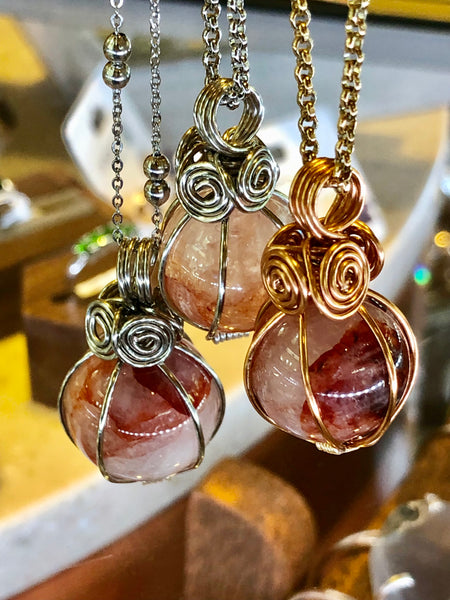 Hematoid Quartz necklace sphere