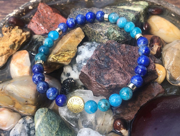 6mm Blue Apatite & Lapis Lazuli bracelet
