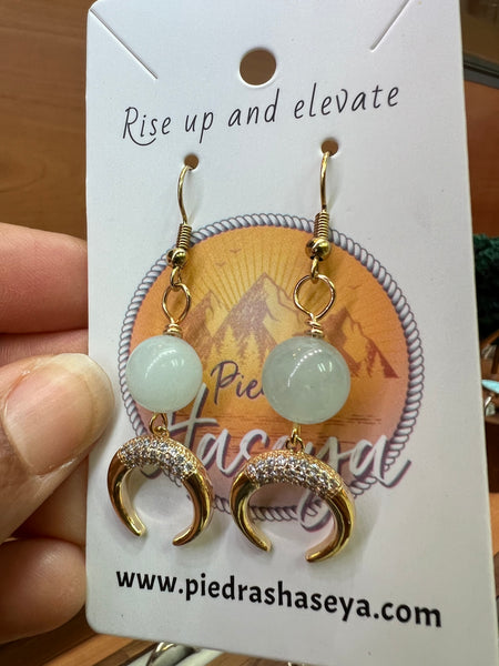 Crescent moon crystal earrings
