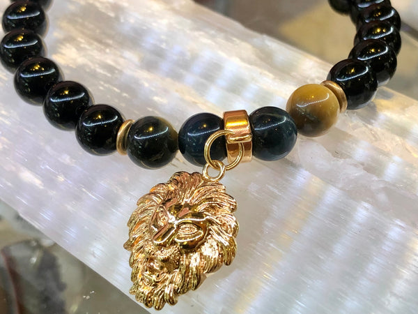 Black onyx and tiger eye 8mm Bracelet