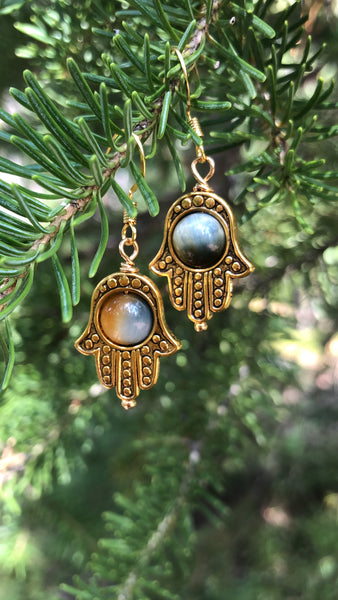 Golden Hamsa hand earrings