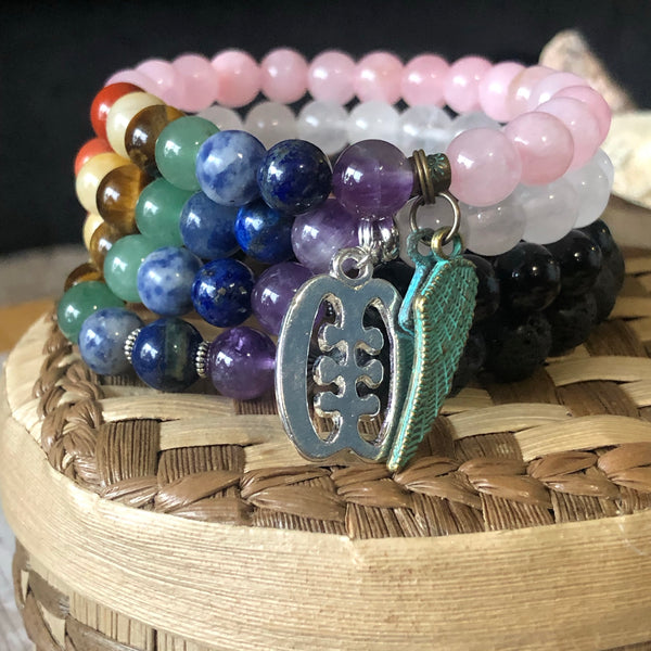 Chakra energy healing bracelet With Rose Quartz