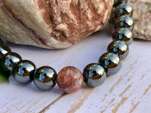 Hematite & Botswana Agate 8mm bracelet