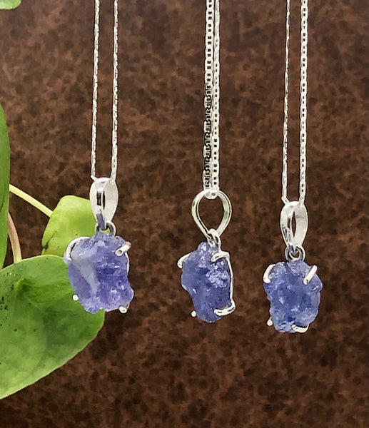 Raw Tanzanite sterling silver 925 necklace