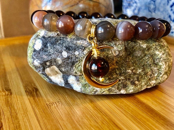 Red Garnet & Botswana Agate 8mm bracelet