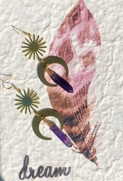 Crescent moon Amethyst earrings