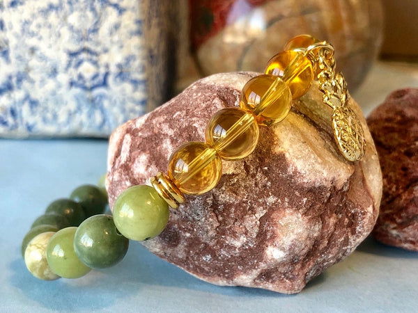 Citrine & Green Jade 8mm